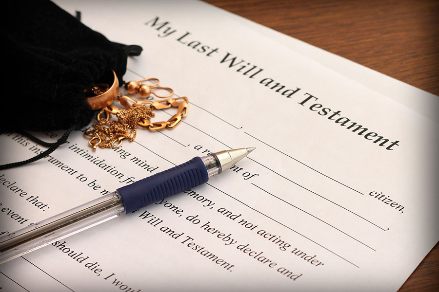 Closeup of a will and testament document