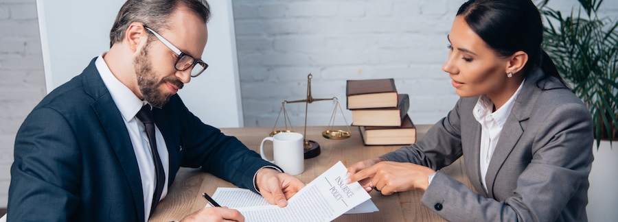 Attorney working with client