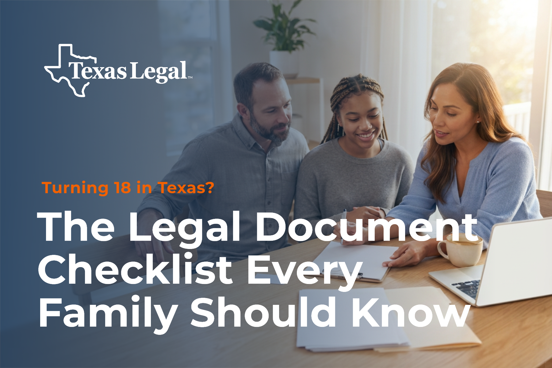 Parent reviewing legal documents with 18-year-old